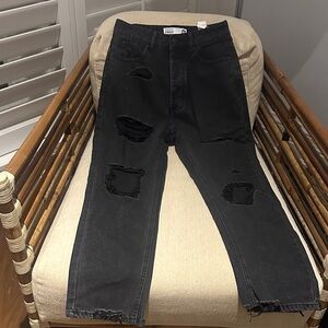 refuge Black Slim Straight Distressed Jeans
